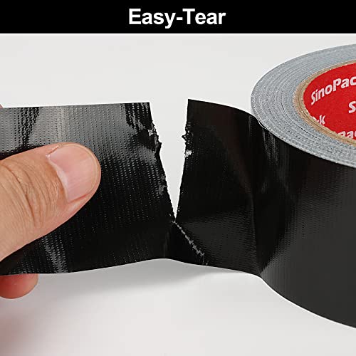 3 Pack Duct Tape Heavy Duty Waterproof No Residue Black Duct Tape Total Length 60 Yards x 1.88 Inch x 9Mils,Strong Adhesive Black Tape for Indoor Outdoor Repairs Tear by Hand - size: 1.88in X 20yds
