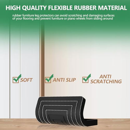 Rubber Furniture Coasters 8 Pcs 3.5” Square Furniture Caster Cups Non Slip Leg Protectors Pads - size: 3.5in Black 8Pcs
