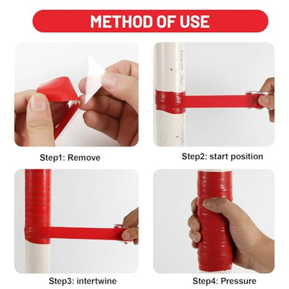 2-Pack Red Rubber Splicing Tape (20 Ft Total) - Self Fusing Emergency Repair Tape for Wiring & Marking - Non-Slip Silicone Grip for Handlebars - Easy-Peel Liner, 1 Inch x 10 Feet - color: Red