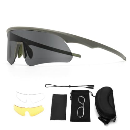 Polarized Protective safety Sunglasses UV400, Lightweight Wraparound Shooting Sports Glasses for Men Women - color: Army Green