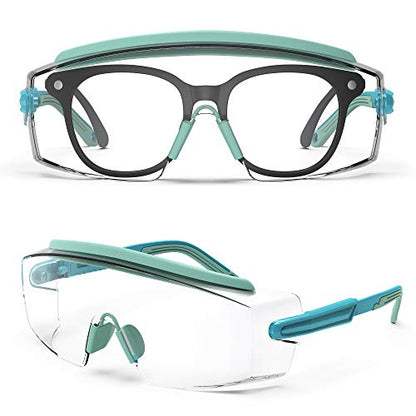 Anti Fog Safety Glasses Safety Goggles Over Glasses Protective Glasses with Anti Scratch Lenses Adjustable - color: Mint Road