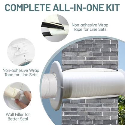 Mini Split Line Set Cover Wall Sleeve 2.87" OD 2.76" ID 7.87" Length, PVC AC Through Wall Pipe Sleeve for HVAC Air Conditioner Line Set Protection