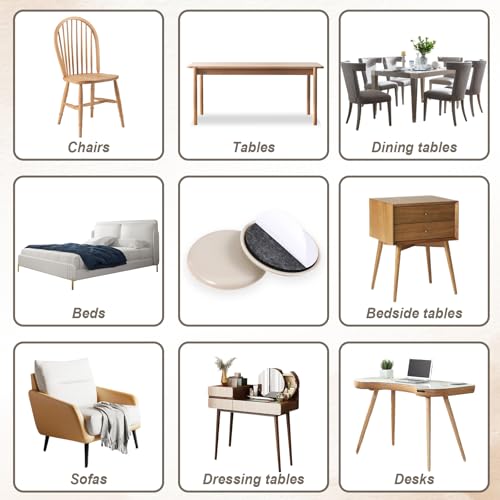 12PCS 2 Inches Self-Stick Furniture Glides, Furniture Sliders, Heavy Duty Moving Pads for Carpet and Hardwood Floors(Beige)