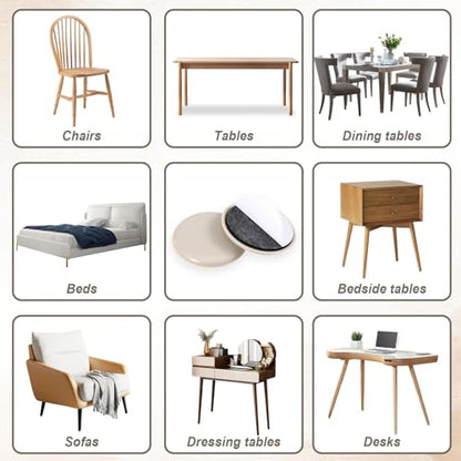 12PCS 2 Inches Self-Stick Furniture Glides, Furniture Sliders, Heavy Duty Moving Pads for Carpet and Hardwood Floors(Beige)