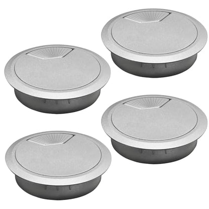 Desk Grommet 2-3/8" (60 mm), Desk Cord Hole Cover, Cable Grommet ABS Plastic, Desk Hole Grommet for Office and Home Table Cable, Detachable Adjustable Cable Cord Organizer (Silvery4 Pcs) - size: 2-3/8" (60 mm), style: 4 pcs Silvery