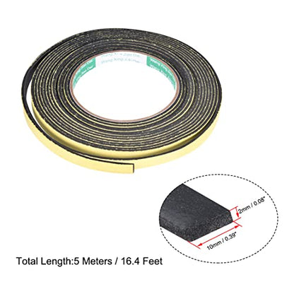 uxcell Sealing Foam Tape 10mm Wide 2mm Thick 5m/16.4ft Long, Self Adhesive Weather Strip for Window Door Insulation - size: 10mmx2mmx5m