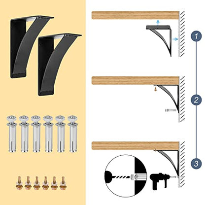 2Pcs Heavy Duty Shelf Brackets 9 x 12 x 4, Steel Brackets 450lbs Load Capacity, Triangle Support Mantel Brackets , DIY Metal Shelf Brackets Matte Black - size: 9 X 12 X 4"