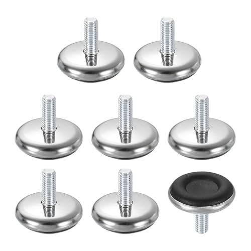 uxcell 8Pcs M8 Thread Furniture Feet Levelers, 48x20mm Adjustable Leveling Table Feet, Screw on Furniture Glide Leveling for Chair Stool Legs, Black - size: M8 x 48 x 20mm