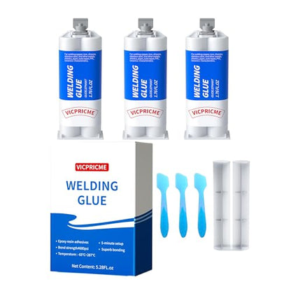 VICPRICME 1.76 oz Epoxy Metal Glue, 2 Part Heavy Duty Cold Welding for Metal to to Plastic to Ceramic, Best Glue Auto Repair Putty, Marine Filler (3 pcs) - size: 3pcs