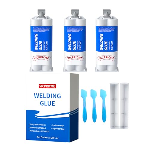 VICPRICME 1.76 oz Epoxy Metal Glue, 2 Part Heavy Duty Cold Welding for Metal to to Plastic to Ceramic, Best Glue Auto Repair Putty, Marine Filler (3 pcs) - size: 3pcs