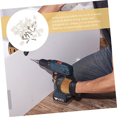 Generic 200pcs Sagging Drawer Wedges with Screws Durable Corner Braces for Furniture Repair Easy to Install Mending Wedges for Drawer Bottom Support and Stabilization