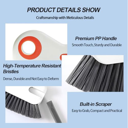 2 in 1 Car Groove Cleaning Brush, Multifunction Vehicle Crevice Cleaner with Hidden Scraper, Automotive Window Seal Sill Sliding Door Track Cleaning Brush, Universal Fit (Orange White) - color: Orange White
