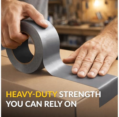 Brixwell Duct Tape Heavy Duty 3 Inch x 30 Yards Gray, Waterproof Adhesive Roll with Reinforced Cotton Mesh Backing, Professional Grade for Indoor Outdoor Repairs, Sealing, Bundling, Packaging Use - size: 3" x 30 yards
