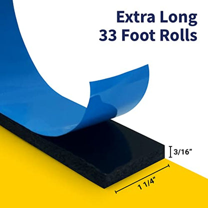 Double Sided Self Adhesive Camper Mount Foam Tape 3/16in x 1 1/4in x 33ft for Truck Shells, RVs, Cars. Helps Stop Vibrations, Scratches and Squeaks. Seal Around Air Conditioners, Doors and Windows - size: 1 Pack