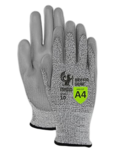 MAGID Griffin Gear GPD452 Work Gloves, ANSI A4 Cut Resistant, Polyurethane Grip, DuraBlend Shell, 13-Gauge Precision, Level 5 Abrasion & Level 4 Puncture, Size 7/Small, 1 Pair - color: Polyurethane Coating, size: 7/Small, style: 1 Pair