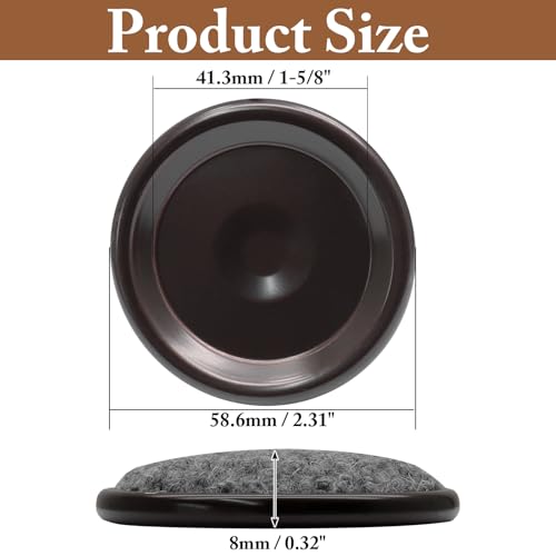 12Pcs Round Metal Felt Furniture Caster Cups, 1-5/8Inch Carpet-Bottom Furniture Sliders Non-Slip Wheel Savers, Floor Protectors Pads for Hardwood, Tile & Laminate Floors - size: Round,1-5/8"