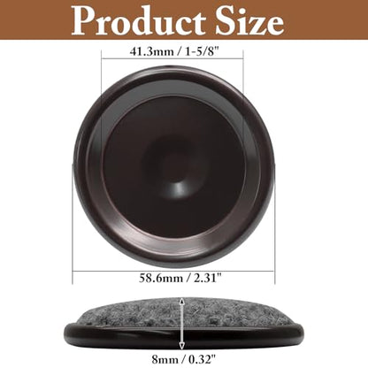 12Pcs Round Metal Felt Furniture Caster Cups, 1-5/8Inch Carpet-Bottom Furniture Sliders Non-Slip Wheel Savers, Floor Protectors Pads for Hardwood, Tile & Laminate Floors - size: Round,1-5/8"