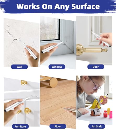 Fillable Touch Up Paint Pen Brush, 3 Pcs Paint Pen for Wall Touch Up, Refillable Paint Pens for Walls, Wood Floors, Cabinets, Windows, Doors (6 Pcs Pack of 1) - size: 6 Pcs(pack of 1)
