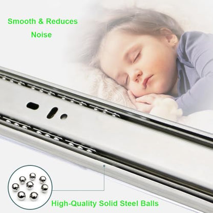 Hitess 10 Pairs of 18 Inch Full Extension Ball Bearing Side Mount Cabinet Drawer Slides,85 LB Load Capacity with Rear Mounting Brackets - size: 18 Inch