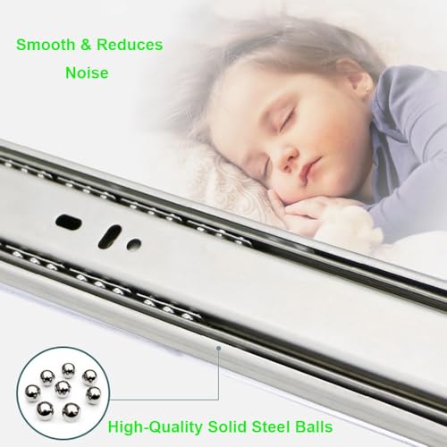 Hitess 10 Pairs of 24 Inch Full Extension Ball Bearing Side Mount Cabinet Drawer Slides,85 LB Load Capacity with Rear Mounting Brackets - size: 24 Inch