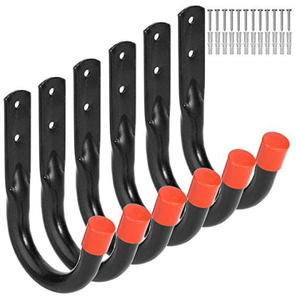 Wall Mount Garage Storage Hooks, Heavy Duty Steel Storage Hook Great for Garden Tools, Hoses, Lawn Mowers (5.5Inch x 4Inch) - size: 5.5Inch x 4Inch