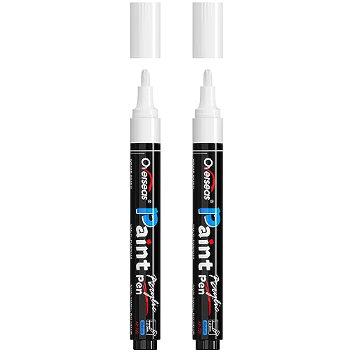 Overseas White Paint Pens Paint Markers - Permanent Acrylic Markers 2 Pack, Water Based, Quick Dry, Waterproof Marker Pen for Rock, Wood, Plastic, Metal, Canvas, Glass, Fabric, Mugs. Medium Tip - color: White