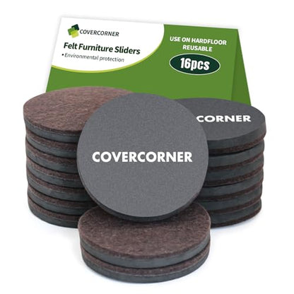Furniture Sliders for Hardwood Floors 16 PCS - 3 1/2 inch Sliders for Moving Furniture – Felt Furniture Pads for Hardwood Floors Brown - size: 16 Pcs 3 1/2" Brown