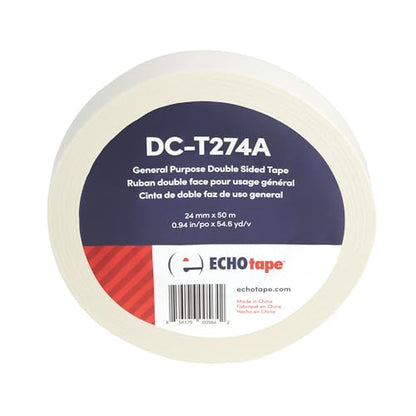 ECHOtape DC-T274A General Purpose Frosted Clear Double Sided Tape for Mounting & Bonding | Double Sided Tape for General Purpose Bonding | Thin Adhesive Tape, 0.94 in x 54.6 yds - size: .94 in x 54.6 yds / 24mm x 50m
