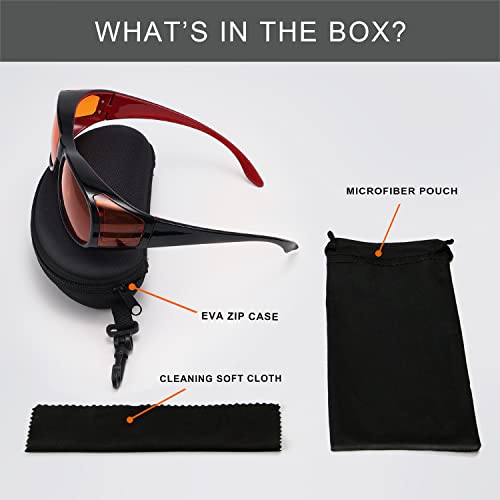 Eyekepper 100% Blue Light Reduction,Fitover Anti-Blue Blocking Computer Glasses with Extra Amber Lens - color: 1804-black Red-100% Blue Light Blocking