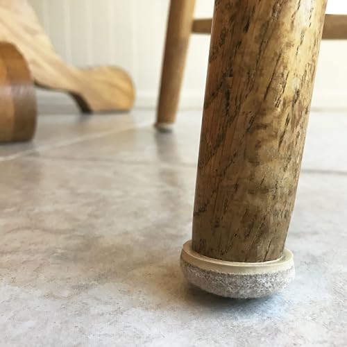 Super Sliders Secure Grip Formed Felt Movers for Furniture to Protect Hard Surfaces, 1.5", Beige (20 Pack)