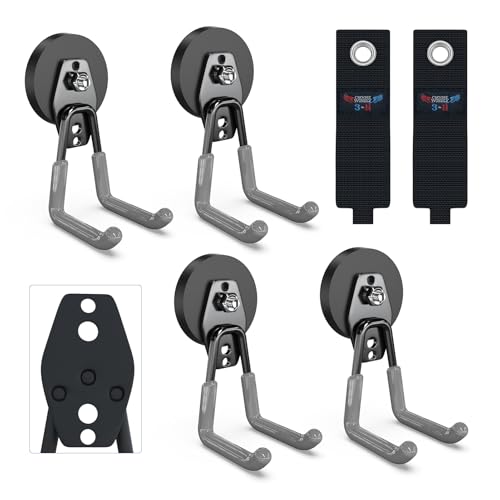 3-H Extra Strong Magnetic Hooks,Heavy Duty Large Anti-Slip Magnet Hooks,No-Drill Tool Holder for Garage,Power Drill,Garden Tools,Hose Storage,4 Pack Gray - color: Gray, size: 2.6"x4-su