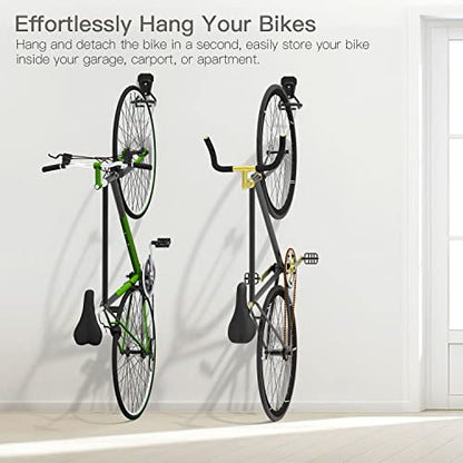Housolution Bike Wall Mount with Fixed Hook, [4 Pack] Heavy Duty Bike Storage Rack, Bike Rack Vertical Stand for Garage - Easily Hang/Detach - with Screws Iron Bike Hanger Brackets - size: 4 Pack