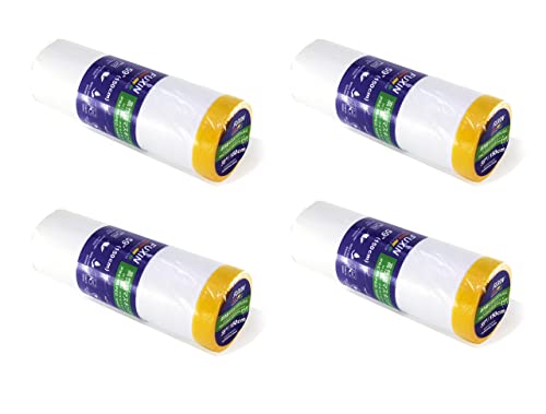 Pre-Taped Masking Film 3.6 feet X 65 feet 4 Packs Transparent Color
