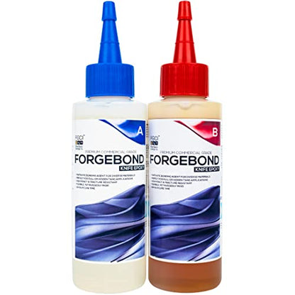 Superclear Forge Bond Knife Handle Epoxy 8 oz Kit, Flexible and Rigid Adhesive for Full and Hidden Tang Knives, High Impact Fracture Resistant, Made in the USA