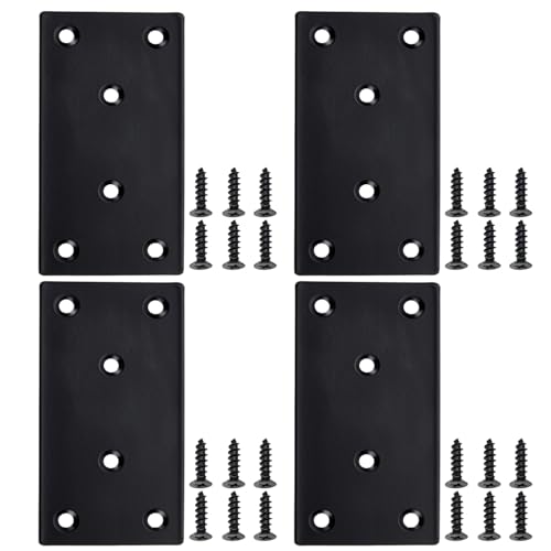 4 PCS Mending Plate Flat Bracket 100x50 mm Heavy Duty Metal Brace Steel Straight Brackets Repair Plate Fixing Bracket for Wood Shelf Cabinet Furniture - size: 4inch