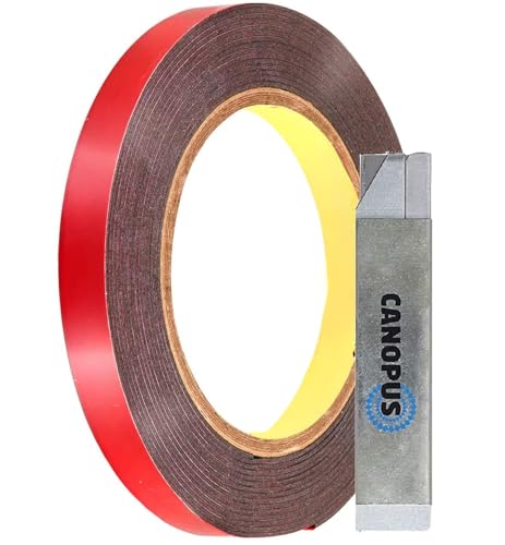CANOPUS Double Sided Tape Heavy Duty, 0.4in x 5yd, Waterproof Double Sided Mounting Tape, LED Strip Tape, Ideal for Automotive, Indoor and Outdoor Uses, Black