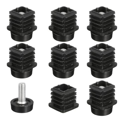 uxcell 8 Set Leveling Feet, M8x25x25mm Plastic Adjustable Furniture Leg Leveling Rectangle Tube Insert Screw-in Glide Levelers Fit Hole 25mm for Table Chair Furniture, Black - size: M8x25x25mm