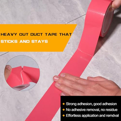 Pink Duct Tape Heavy Duty 2 Pack, 2 Inch x 20 Yards Waterproof Cloth Tape, Hand Tearable No Residue Multi-Purpose Strong Adhesive for Home Repair, DIY Crafts, Moving & Outdoor Projects - color: Pink