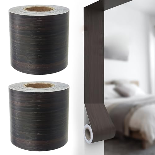 Jaczora 2 PACK Black Walnut Color Wood Grain Repair Tape, 1.9inch32ft Durable Realistic Multi-Use Patch for Furniture, Flooring, Doors, Windows, Handicraft DIY