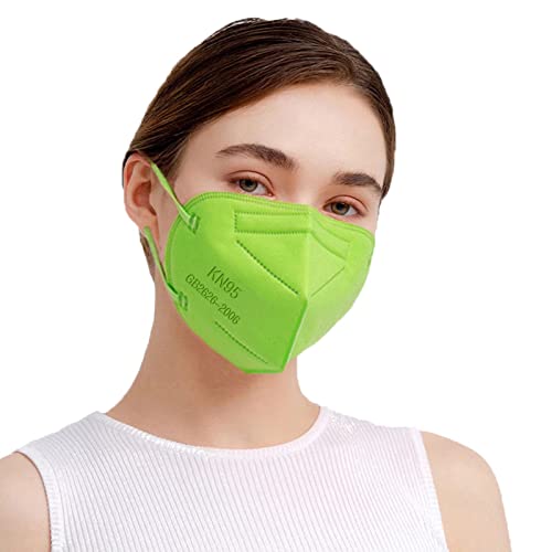 SAROULU 5-Layer Breathable Disposable KN95 Face Masks Respirator Cup Dust Safety Protection Mask - color: Green Glow-20