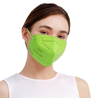 SAROULU 5-Layer Breathable Disposable KN95 Face Masks Respirator Cup Dust Safety Protection Mask - color: Green Glow-40