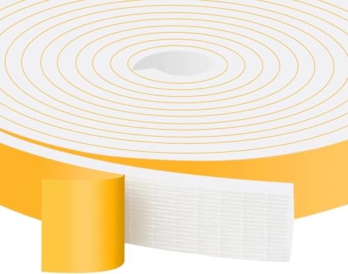 Upgraded Strong Adhesive Foam Weather Stripping Door Seal Strip Insulation Tape for Insulating Door,Air Conditioner Noise-Reduction Self Adhesive Sealing Weatherstrip(1 in x 1/4 in x 16.5 Ft) - color: White, size: 1 In x 1/4 In x 16.5Ft