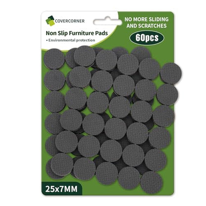 Non Slip Furniture Pads 60 PCS 1'' Round - Anti Slip Furniture Pads - Self Adhesive Rubber Feet Furniture Feet - Chair Leg Floor Protectors - Keep Furniture in Place - size: Round 1 inch 60PACK