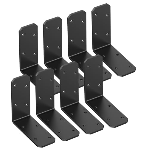 3"x3"x1.2" Steel L Bracket, 90 Degree Metal Iron Corner Brace - Right Angle Joist Brackets for Wood Shelves, Desk, Fence, Furniture Repair (Black-8 Pcs) - color: Black-8 Pcs
