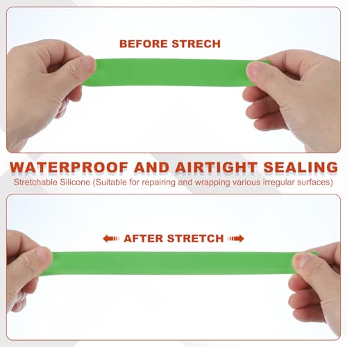 uxcell 2 Pcs Self Fusing Silicone Tape, 1" x 5ft Waterproof Water Leak Sealing Tape for Plumbing Pipe Hose Repair Handles, Green - color: Green, size: 1" x 5ft