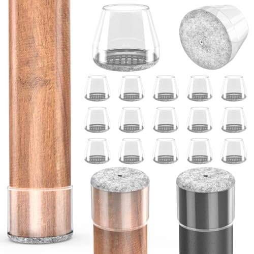 Chair Leg Floor Protectors, 16 Pcs Silicone Furniture Pads for Hardwood Floors, for Protect Chair feet & Wooden Floors, Free Moving Table Leg Covers (Fit: 1.2-1.6",Clear). - color: Clear, size: Round L(1.2-1.6")