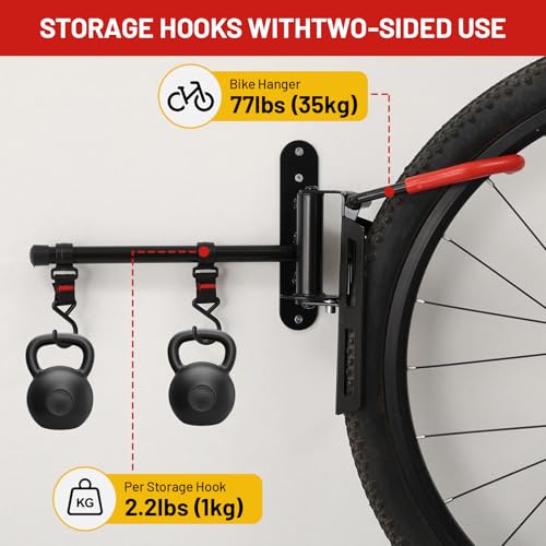 Swivel Bike Wall Mount, Bike Hangers for Garage, Space-Saving Vertical Bike Rack, Sturdy Bike Storage Rack Holds Up to 66lbs with No-scratch Protection, Easy to Install, 4 Pack - style: Type B：4 Pack
