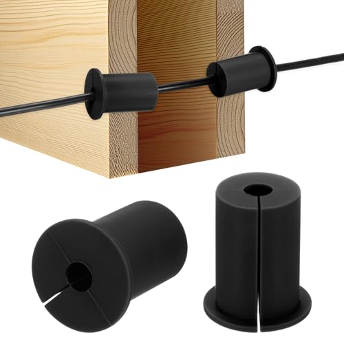 M METERXITY 2-Pack Cable Routing Kit, for 1 Inch Wall Hole Silicone Feed Through Wall Grommet Cable Punch Grommet Wall Hole Cover Bushing for Ethernet Cable [38mm Length, Black] - color: Black, size: 1" x 1.5"