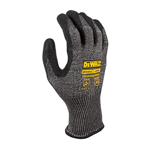 DEWALT DPG860 Cut Protection Level A5 PU Touchscreen Glove - Size L - size: Large