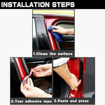 66FT Universal Car Weather Stripping, Self-Adhesive Door Rubber Seal Strip, Auto Engine & Window Noise Insulation (47/100" x 2/5") - size: 65.6 Feet Long